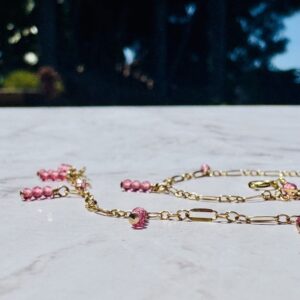 14K Gold-Filled Anklet with Triple Pink Topaz Gemstones