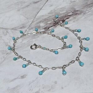 925 Sterling Anklet with Faceted Turquoise Gemstones