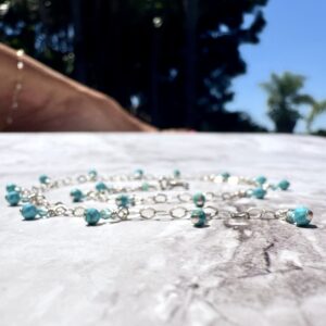 925 Sterling Anklet with Faceted Turquoise Gemstones