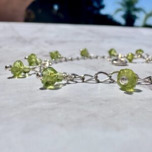 925 Sterling Anklet with Faceted Peridot Gemstones