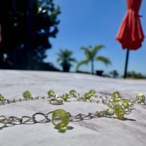 925 Sterling Anklet with Faceted Peridot Gemstones
