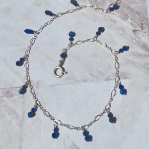 925 Sterling Anklet with Faceted Lapis Lazuli Gemstones