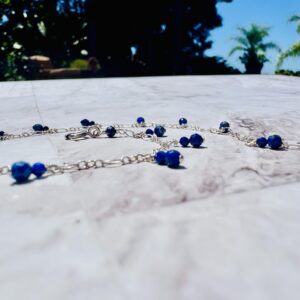 925 Sterling Anklet with Faceted Lapis Lazuli Gemstones