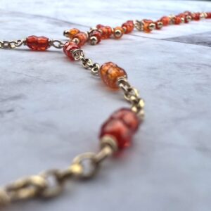14K Gold-Filled Foot Chain with Micro-Faceted Orange Zircons
