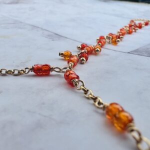 14K Gold-Filled Foot Chain with Micro-Faceted Orange Zircons
