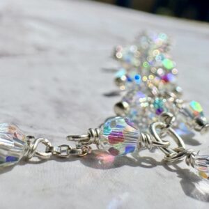 925 Sterling Foot Chain with Brilliant AB Swarovski Clear Crystals