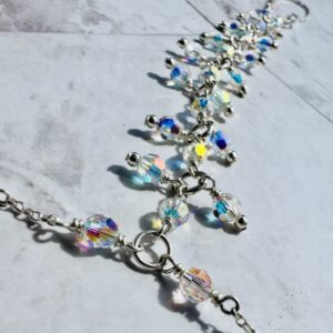 925 Sterling Foot Chain with Brilliant AB Swarovski Clear Crystals