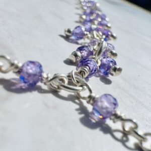 925 Sterling Foot Chain with Brilliant Micro-Faceted Purple Zircons