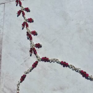 925 Sterling Foot Chain with Micro-Faceted Fuchsia Zircons