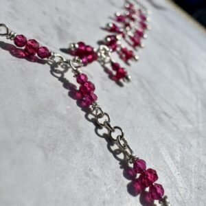 925 Sterling Foot Chain with Micro-Faceted Fuchsia Zircons