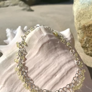 925 Sterling Anklet with Jonquil Swarovski Dangles