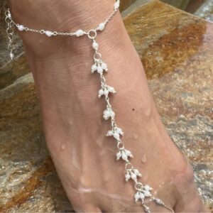 925 Sterling Foot Chain with Precious Saltwater Pearls