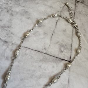 925 Sterling SET OF 2 Foot Chains with Saltwater Pearls