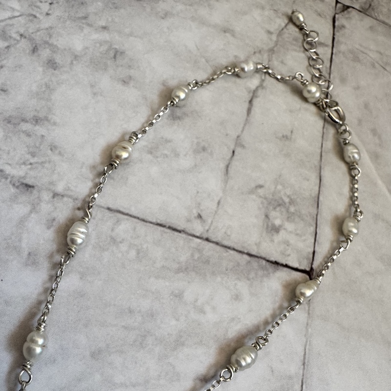 925 Sterling SET OF 2 Foot Chains with Saltwater Pearls - Image 2