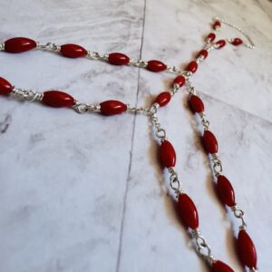 925 Sterling Foot Chain with Vibrant Red Coral
