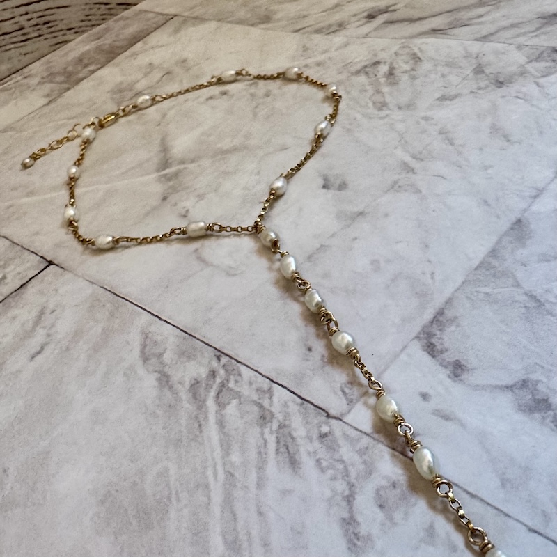 14K Gold-Filled Foot Chain with Saltwater Pearls - Image 2