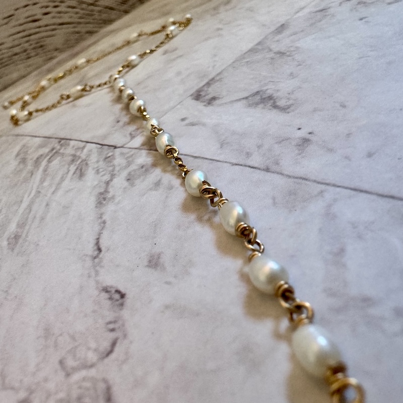 14K Gold-Filled Foot Chain with Saltwater Pearls - Image 3