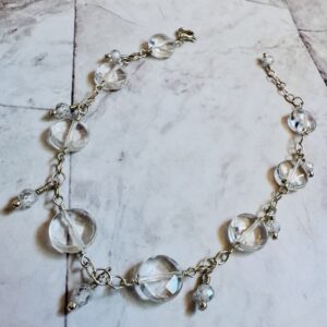 925 Sterling Ankler with Flat Faceted Crystal Quartz