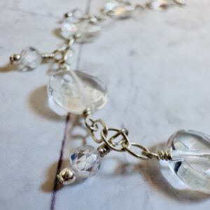 925 Sterling Ankler with Flat Faceted Crystal Quartz