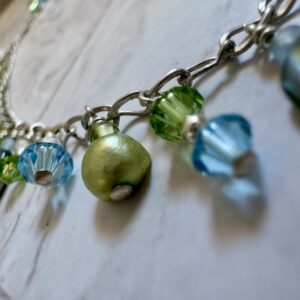 925 Sterling Anklet with Pearls, Shells, Apatite, Zircons and Swarovski Dangles