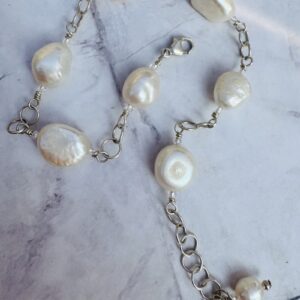 925 Sterling Bracelet with 7 Large Saltwater Pearls
