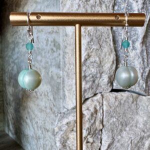 925 Sterling Earrings with Seafoam Pearls and Apatite Gemstones