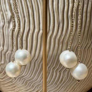 14K Gold-Filled Earring with Long Pearl Dangles