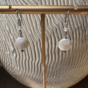 925 Sterling Earrings with Coin Pearl and Faceted Zircons