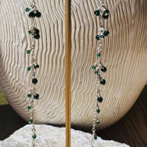 925 Sterling Long Dangle Earrings with Green Stones