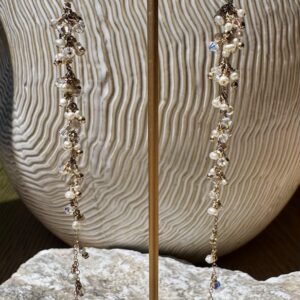 14K Gold-Filled Earrings with Tiny Pearls and AB Swarovski Dangles