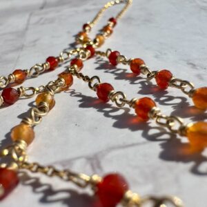 14K Gold-Filled Hand Chain with Micro Faceted Shaded Orange Zircons
