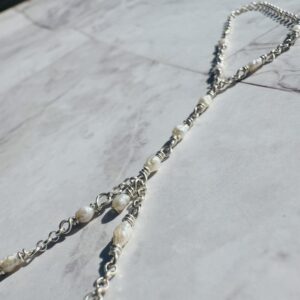 .925 Sterling Wrap Hand Chain with Lovely Petite Pearls