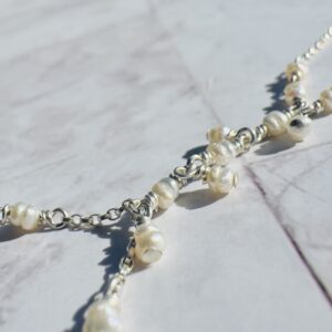 .925 Sterling Wrap Hand Chain with Pearls and Pearl Accent Dangles