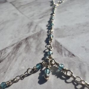 .925 Sterling Hand Chain with London Blue Quartz