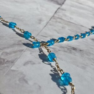 14K Gold-Filled Hand Chain with Vibrant Faceted Apatite Gemstones