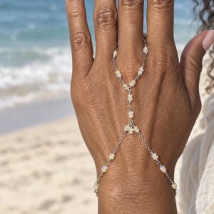 .925 Sterling Wrap Hand Chain with Opals