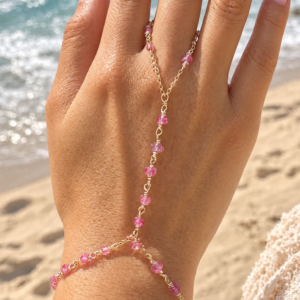 14K Gold-Filled and Pink Topaz Wrap Hand Chain